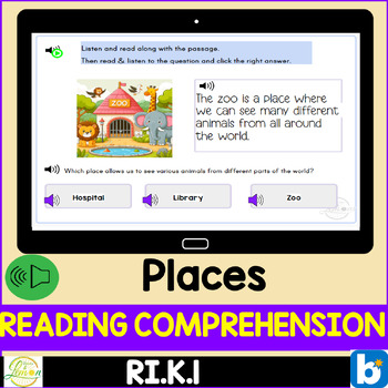 Preview of Boom Cards Reading Comprehension About Places | Main Idea