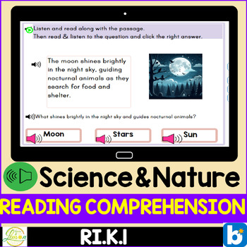 Preview of Boom Cards Reading Comprehension About Science & Nature | Main Idea