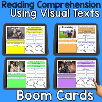 boom cards reading comprehension using visual text pack