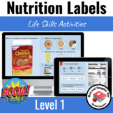 Boom Cards™ Reading Nutrition Labels Level 1 | Special Education