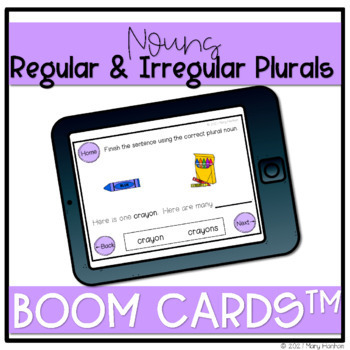 Preview of Boom Cards™ | Regular & Irregular Plural Nouns | Speech Therapy