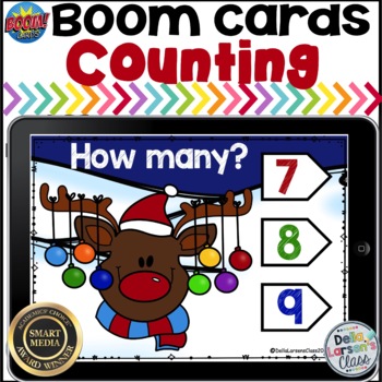 Preview of Boom Cards Reindeer Counting