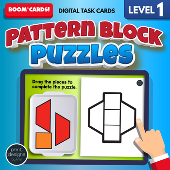 Preview of Pattern Block Puzzles LEVEL ONE • Boom Cards Remote Learning