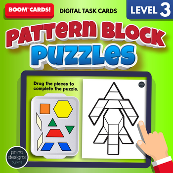 Preview of Pattern Block Puzzles LEVEL THREE • Boom Cards Remote Learning