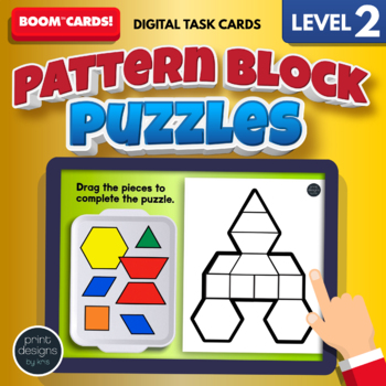 Preview of Pattern Block Puzzles LEVEL TWO • Boom Cards Remote Learning