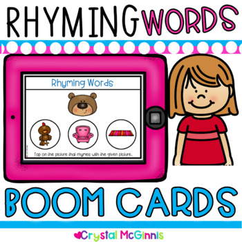 Preview of Boom Cards! Rhyming Words (23 Rhyming Digital Task Cards) Distance Learning