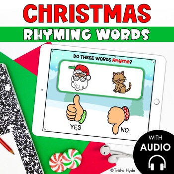 Preview of Boom Cards Rhyming Words Christmas