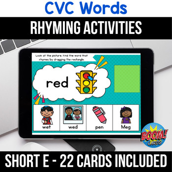 Preview of Boom Cards Rhyming Activities Digital Learning ELA #springisbooming
