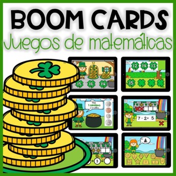 Preview of Boom Cards San Patricio matemáticas | St Patricks in Spanish | Centros Digitales