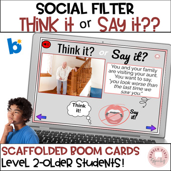 Preview of Boom Think it or Say it Social Filter Activity Middle School