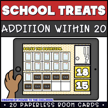 Preview of Boom Cards: School Treats Addition Within 20 | Ten Frame | Facts to 20