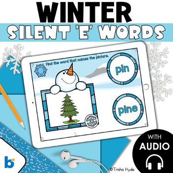 Preview of Silent E Words | Winter | Boom Cards