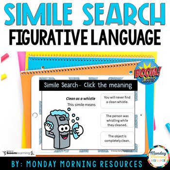 Preview of Figurative Language Simile Search Boom Cards™ Digital Resource