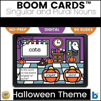 Preview of Boom Cards – Singular and Plural Nouns – Halloween Grammar Practice
