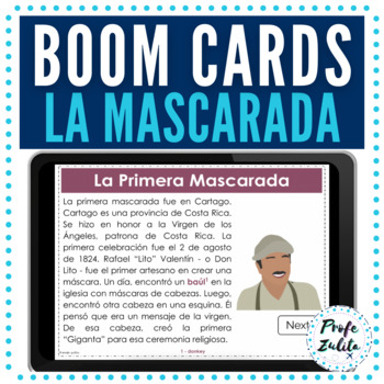 Preview of Boom Cards Spanish Costa Rica Mascarada Festival Readings | Day of the Dead