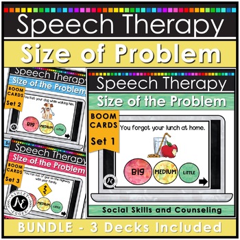 Preview of Speech Therapy Boom Cards™ Size of Problem Activities BUNDLE