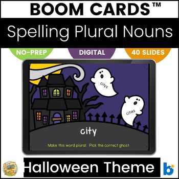 Preview of Boom Cards - Spelling Plural Nouns Correctly - Plurals Halloween Themed