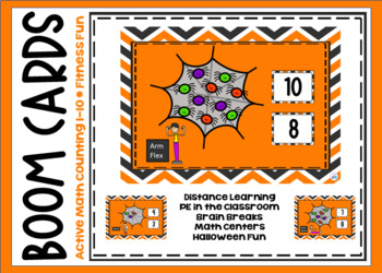 Preview of Boom Cards - Spider Counting 1-10 Distance Learning, PE, Math, Brain Break Fun