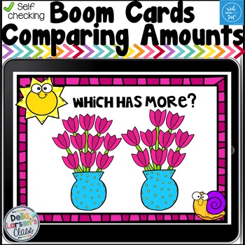 Preview of Boom Cards Spring Comparing Amounts and Place Value Distance Learning