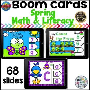 Preview of Boom Cards Spring Counting and Alphabet Literacy and Math Centers