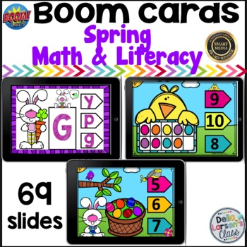 Preview of Boom Cards Easter Math and Literacy Bundle