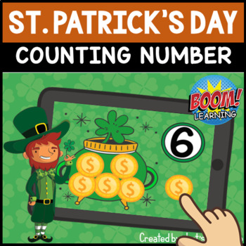 Preview of Boom Cards St. Patrick's Day Math Activities : Drag and Drop Kindergarten Count