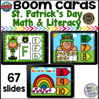 Preview of Boom Cards St. Patrick's Day Math and Literacy Bundle