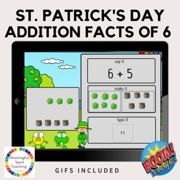 Preview of St. Patrick's Day Theme Math Addition Facts of 6 Digital Boom Cards™