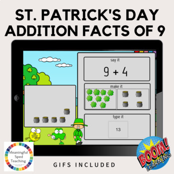 Preview of St. Patrick's Day Theme Math Addition Facts of 9 Digital Boom Cards™