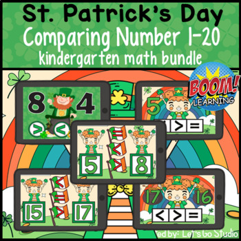 Preview of Boom Cards St Patricks Day Math Activities | St. Patrick's Day Comparing Numbers