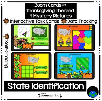 Preview of Boom Cards State Identification Thanksgiving Mystery Pictures