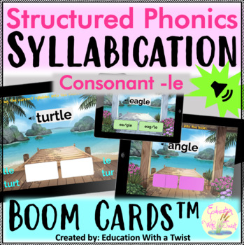 Preview of Boom Cards™ Structured Phonics Syllabication Consonant Le Distance Learning