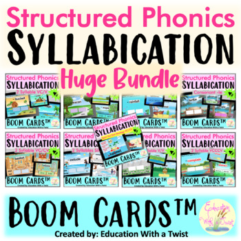 Preview of Boom Cards™ Structured Phonics Syllabication Huge Bundle Distance Learning
