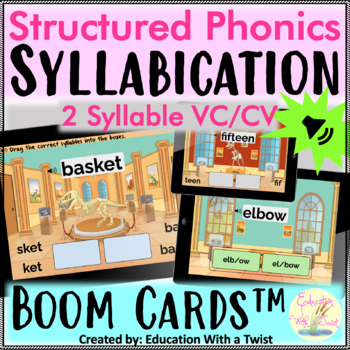 Preview of Boom Cards™ Structured Phonics Syllabication VCCV Distance Learning