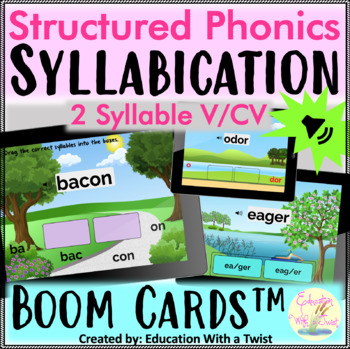 Preview of Boom Cards™ Structured Phonics Syllabication VCV First Open Distance Learning