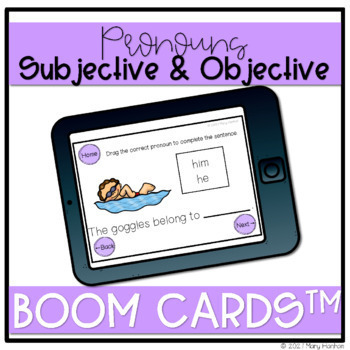 Preview of Boom Cards™ | Subjective & Objective Pronouns | Speech Therapy