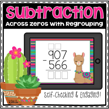 Preview of Boom Cards: Subtraction Across Zeros | Distance Learning