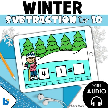 Preview of Subtraction to 10 | Winter Boom Cards