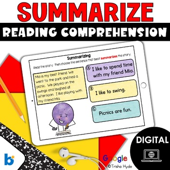 Preview of Summarizing | Reading Comprehension | Boom Cards | Google Slides
