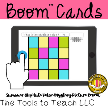 Preview of Boom™ Cards Absolute Value Mystery Puzzle Summer Reveal Digital Resource