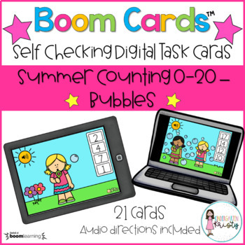 Preview of Boom Cards™  Summer Counting - Bubbles (0-20)