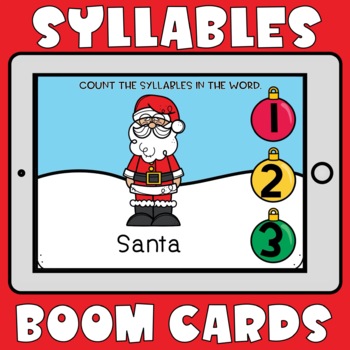 Preview of Boom Cards Syllables Christmas