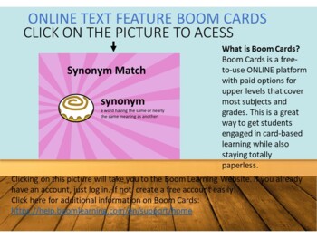 Preview of Boom Cards Synonym match game 20 slides elementary
