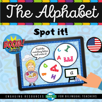 Preview of Boom Cards™ THE ALPHABET Spot it! English Vocabulary Game | Distance Learning