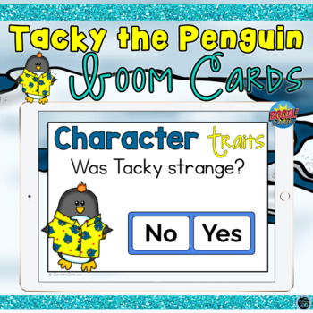 Preview of Boom Cards Tacky the Penguin Character Traits