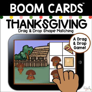 Preview of Boom Cards: Thanksgiving Turkeys Shape Match  *Distance Learning