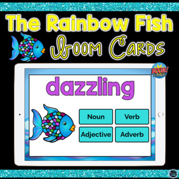 Preview of Boom Cards The Rainbow Fish Nouns, Verbs, Adjectives and Adverbs