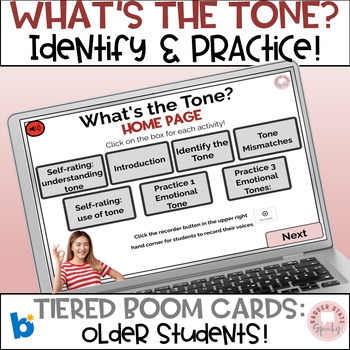 Preview of Boom Cards Tone of Voice Examples Identify Practice Middle school Speech therapy