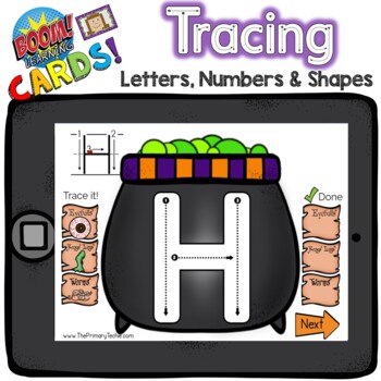 Preview of Boom Cards - Tracing Letters, Numbers and Shapes - Halloween