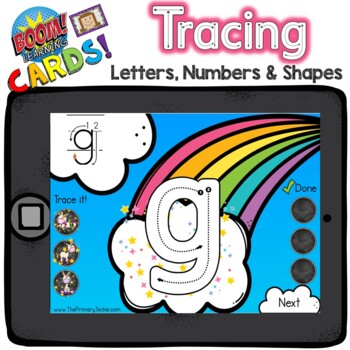 Preview of Boom Cards - Tracing Letters, Numbers and Shapes - Unicorns